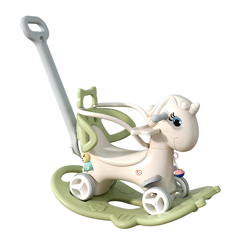 Youbeichen Children's Rocking Horse, Multifunctional Baby Wooden Horse, Rocking Car with Steering Function, First Birthday Gift
