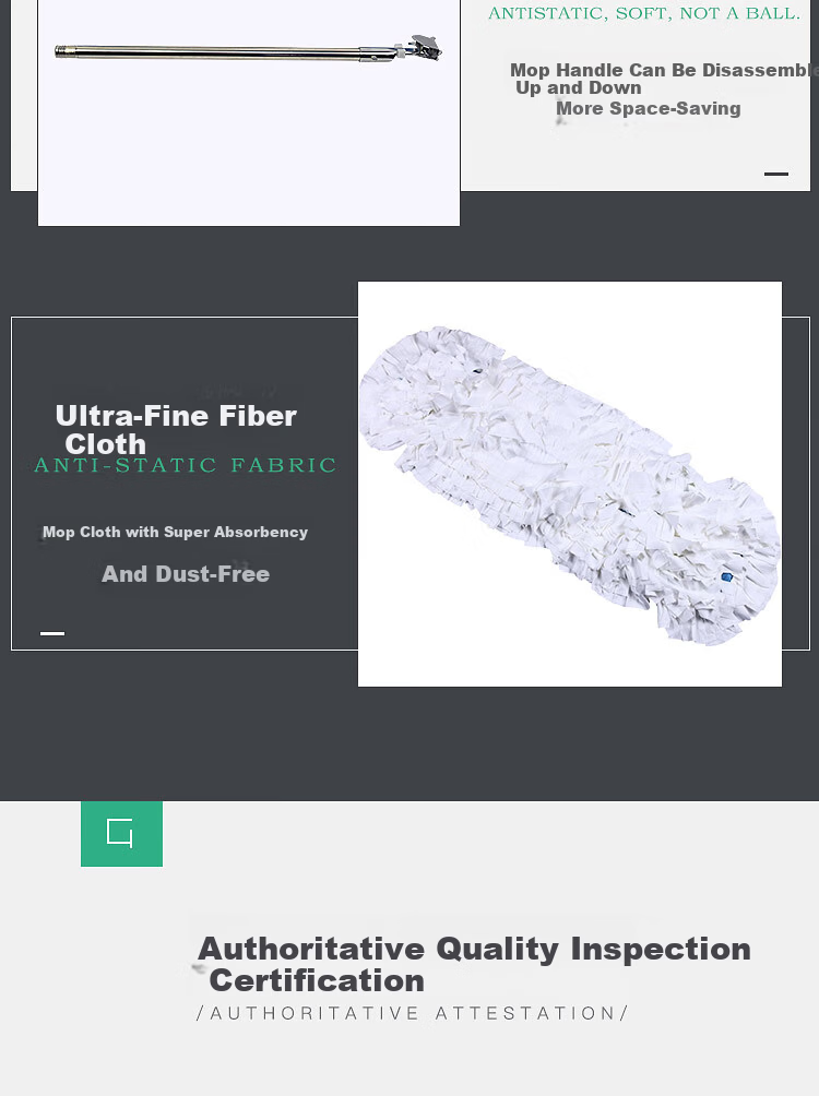 HANYANGCLEAN Dust-Free Mop 110*17cm Complete Set Anti-Static Ultra-Fine Fiber Head Flat Dust Removal Mop for Biopharmaceutical Cleanroom Use 5