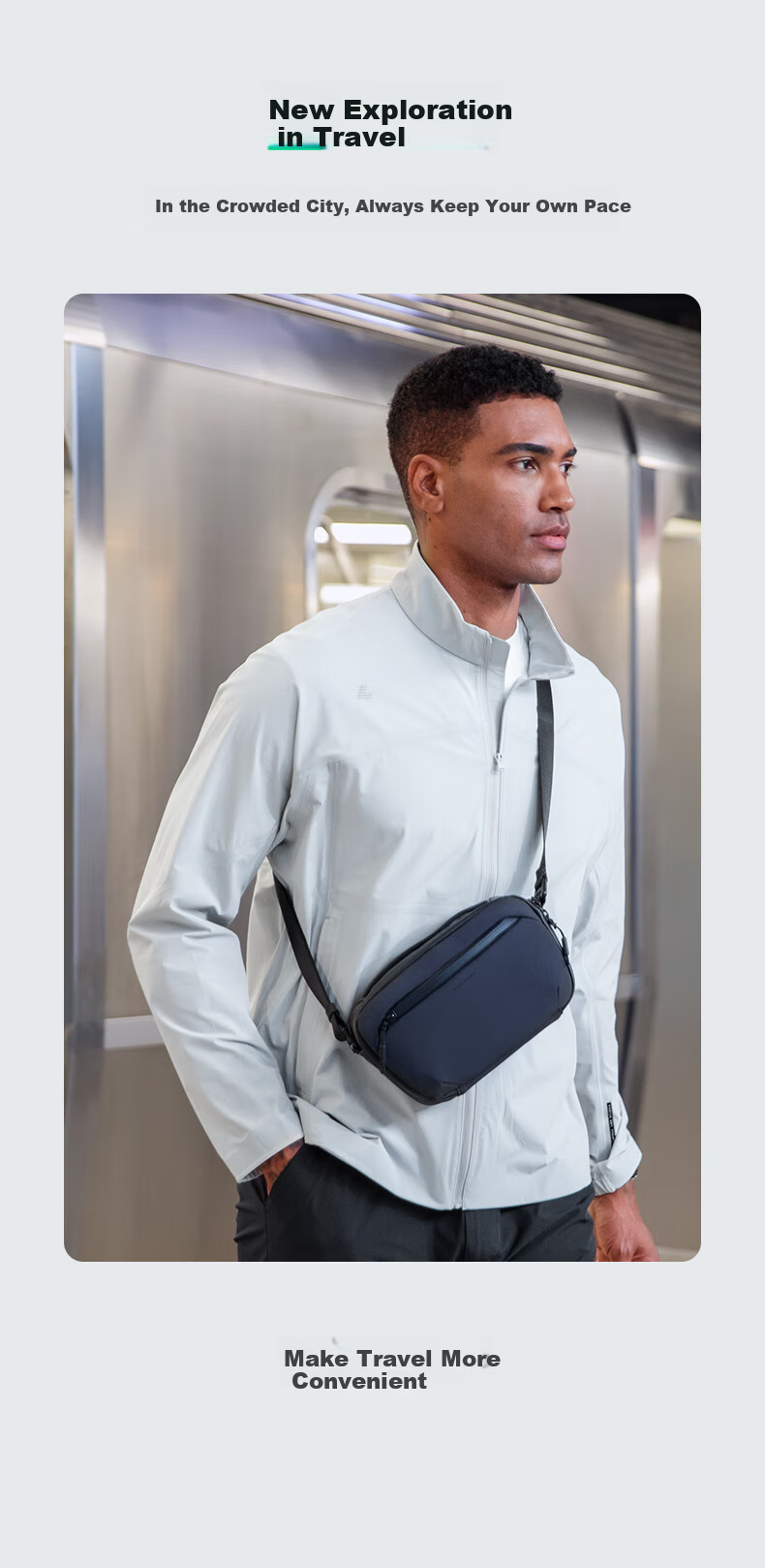 MARK RYDEN Men's Crossbody Bag Chest Bag Waist Bag Multifunctional Detachable Shoulder Strap Cycling Travel Backpack Large Capacity Shoulder Bag 3