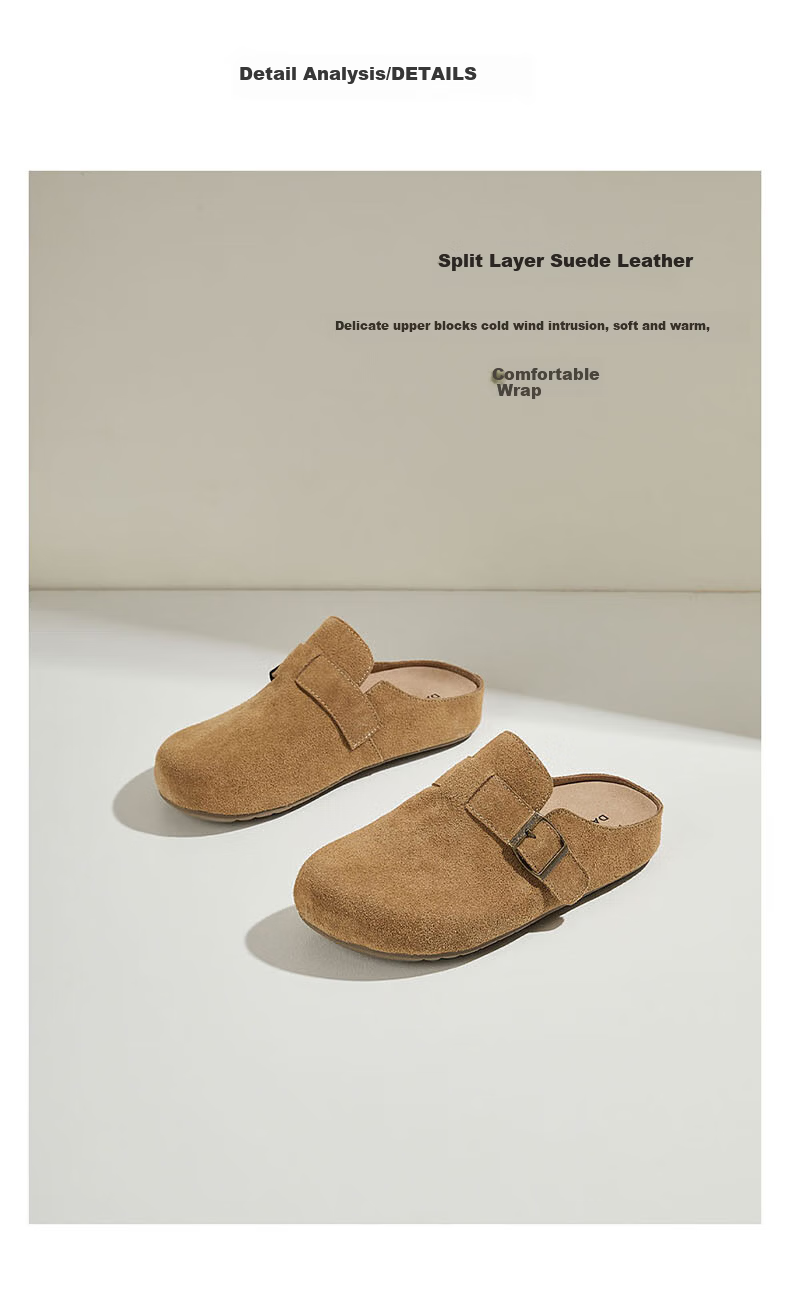 Daphne Women's Slip-On Half Slippers, Retro Soft Sole Casual Birkenstock Style, Apricot, Size 37 9