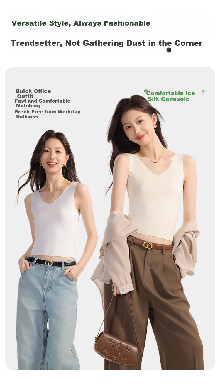 MiiOW Ice Silk Seamless Women's Camisole Vest [Cooling and Anti-See-Through] Summer Short Crop Top 2 White M 11