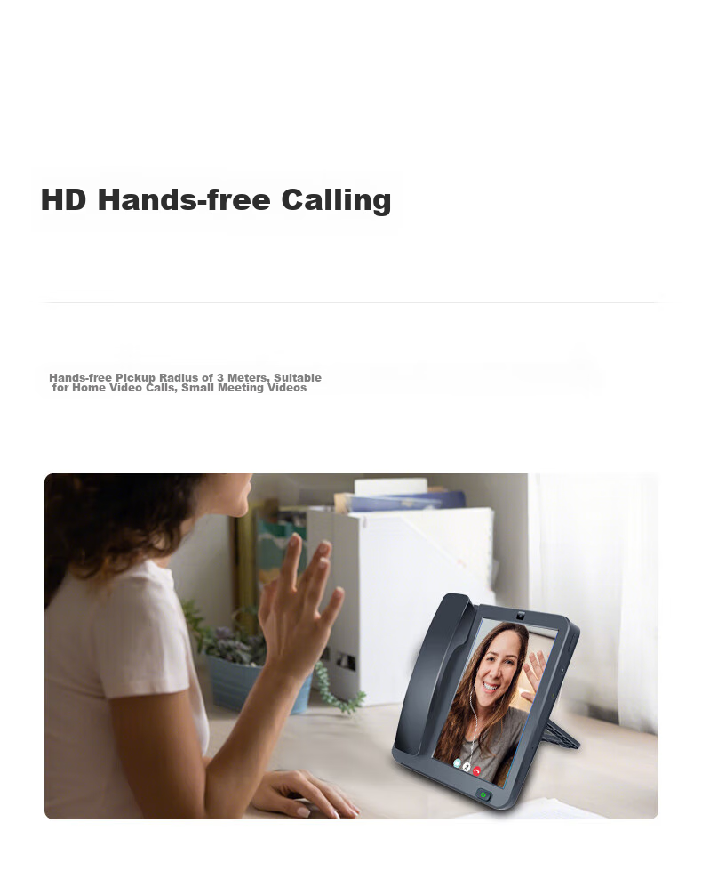Yijiantong Android Smart 4G All-Network Large Screen Recording Desk Phone 2S 8-Inch Touchscreen Internet Video Support WiFi Bluetooth Card Slot Desk Phone 12