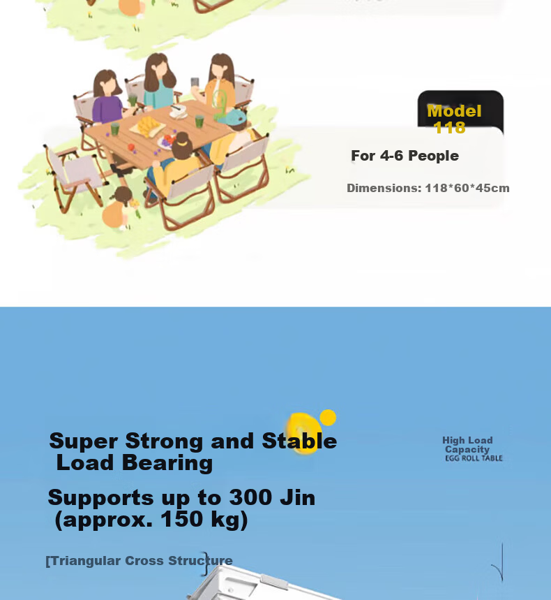 Gosoo Outdoor Folding Table Carbon Steel Egg Roll Table Large Portable Camping Picnic Stall Table and Chair Equipment 9