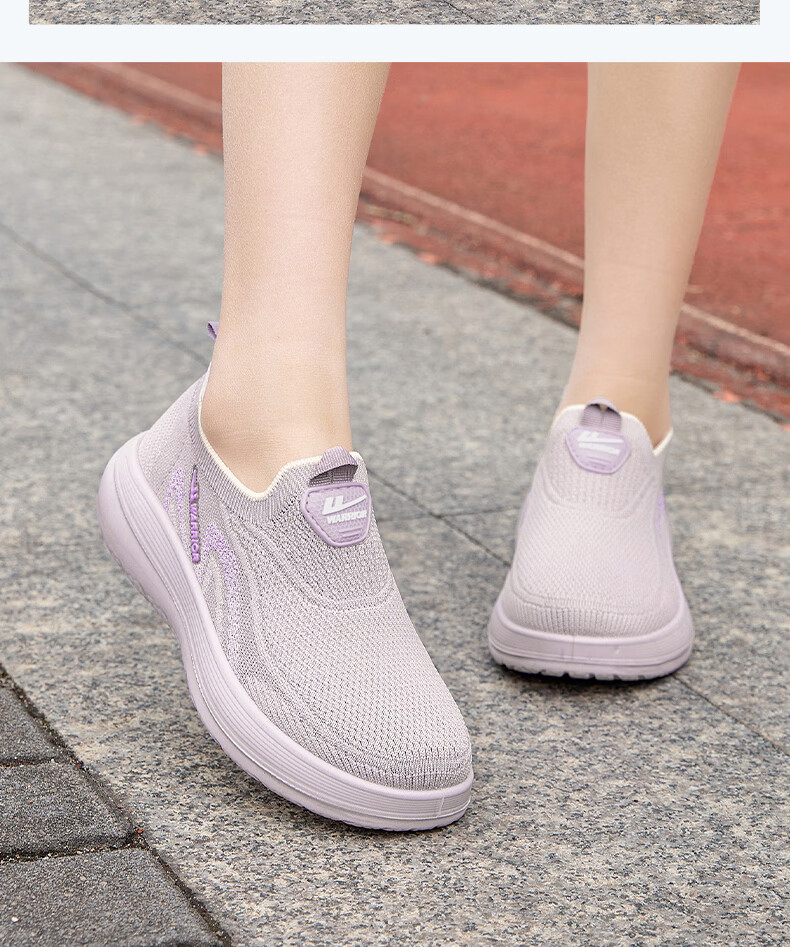 Warrior Elderly Women's Slip-On Breathable Mesh Non-Slip Sports Casual Shoes Black Purple Size 39 Model 2026 13