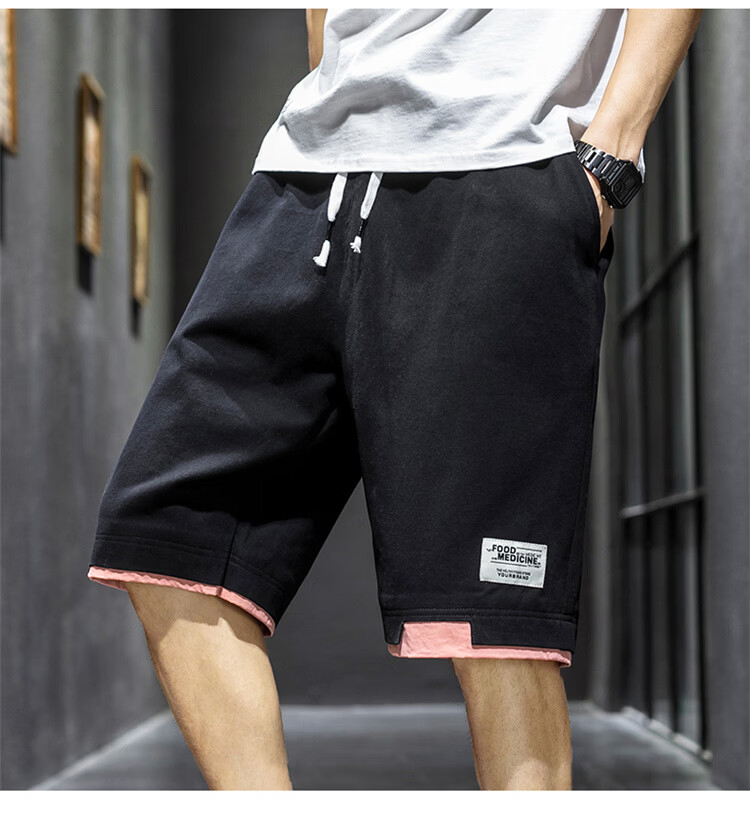 RED DRAGONFLY Men's Fashion Trendy Cotton Letter Embroidered Comfortable Breathable Wrinkle-Free Colorblock Casual Shorts 16