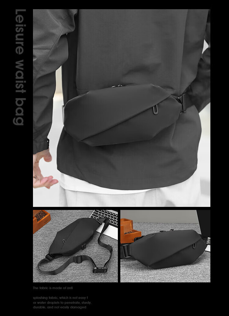 LOHAS Travel Crossbody Bag Men Chest Bag Men's Single Shoulder Bag Male Shoulder Bag Cycling Large Capacity Commuter Functional Men's Bag 6
