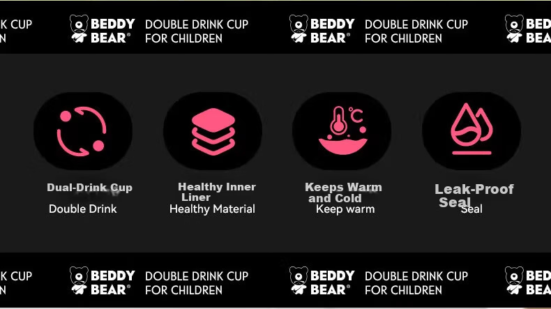 BEDDYBEAR Bloom Double Drinking Children's Insulated Bottle with Sleeve and Straw Large Capacity Student Cup 520ML Feisheng Yake 2