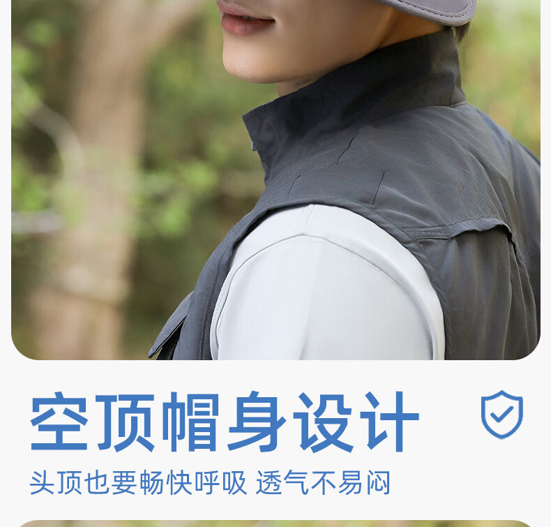 Romon Men's Sun Protection Hat Large Brim Ice Silk Open Top Sunshade Hat Summer Outdoor UV Protection Face Covering Slim Face Sun Hat 6