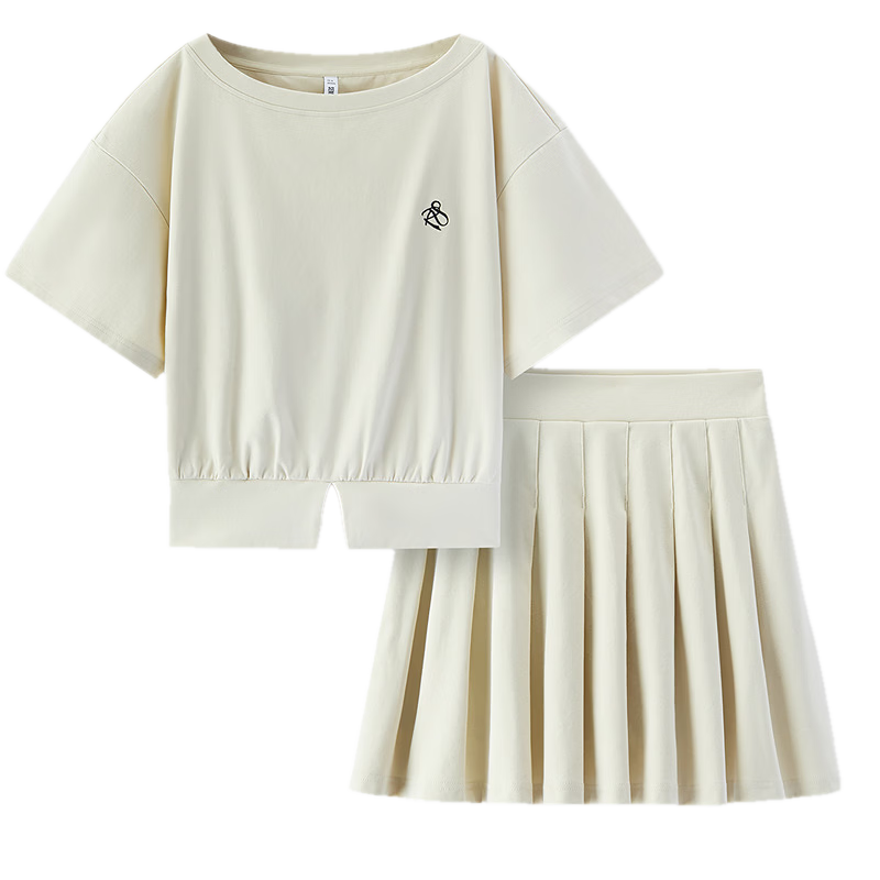 Semir Women's Summer Short Pleated Skirt Asymmetric Shoulder Split Top 2026 Sexy Two-Piece Set 109326117005