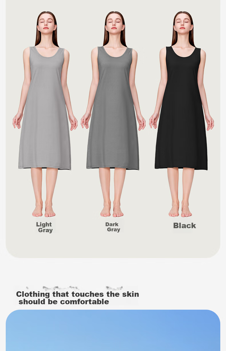 Jianyun Modal Women's Sleeveless Mid-Length Camisole Dress Thin Layering Slip Dress Summer Nightgown 15