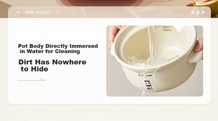 Bear Electric Clay Pot Electric Stew Pot Soup Cooker Health Porridge Cooker 3-4 People Split Electric Clay Pot DSG-D30S1 3L High Heat Quick Stew [Off-White] 19