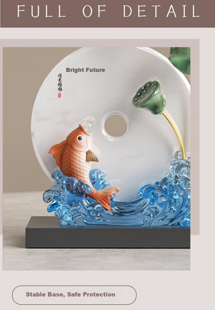 Heshengtang Amber Fish Figurine Luxury High-End Office and Living Room Decoration Opening Gift 6