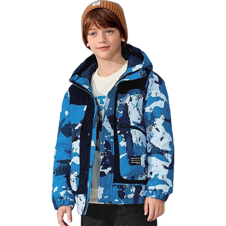 BALABALA Boys' Down Jacket 2025 Winter New Warm Waterproof Outdoor Coat for Older Kids