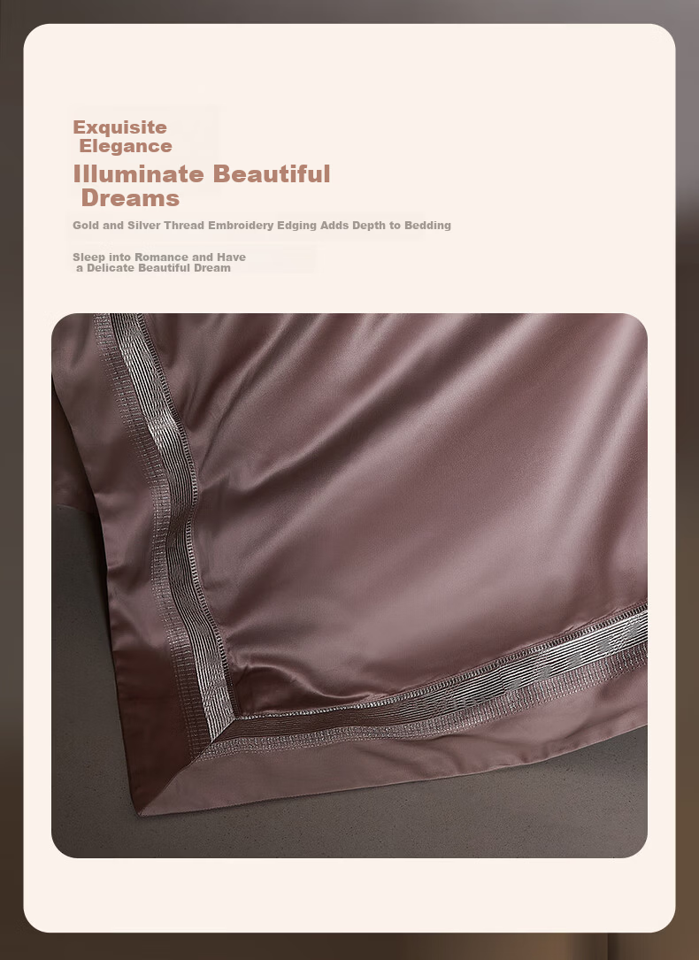 Luolai Home Textiles 140-Thread Count Pima Cotton Four-Piece Set Luxury Pure Cotton Bedding Pink 220*250cm 6