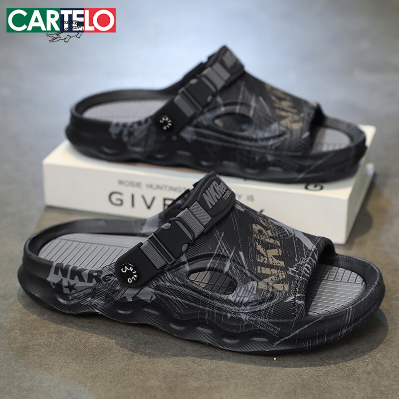 CARTELO Men's Summer Dual-Use Breathable Beach Slippers Sports Casual Soft Sole Sandals