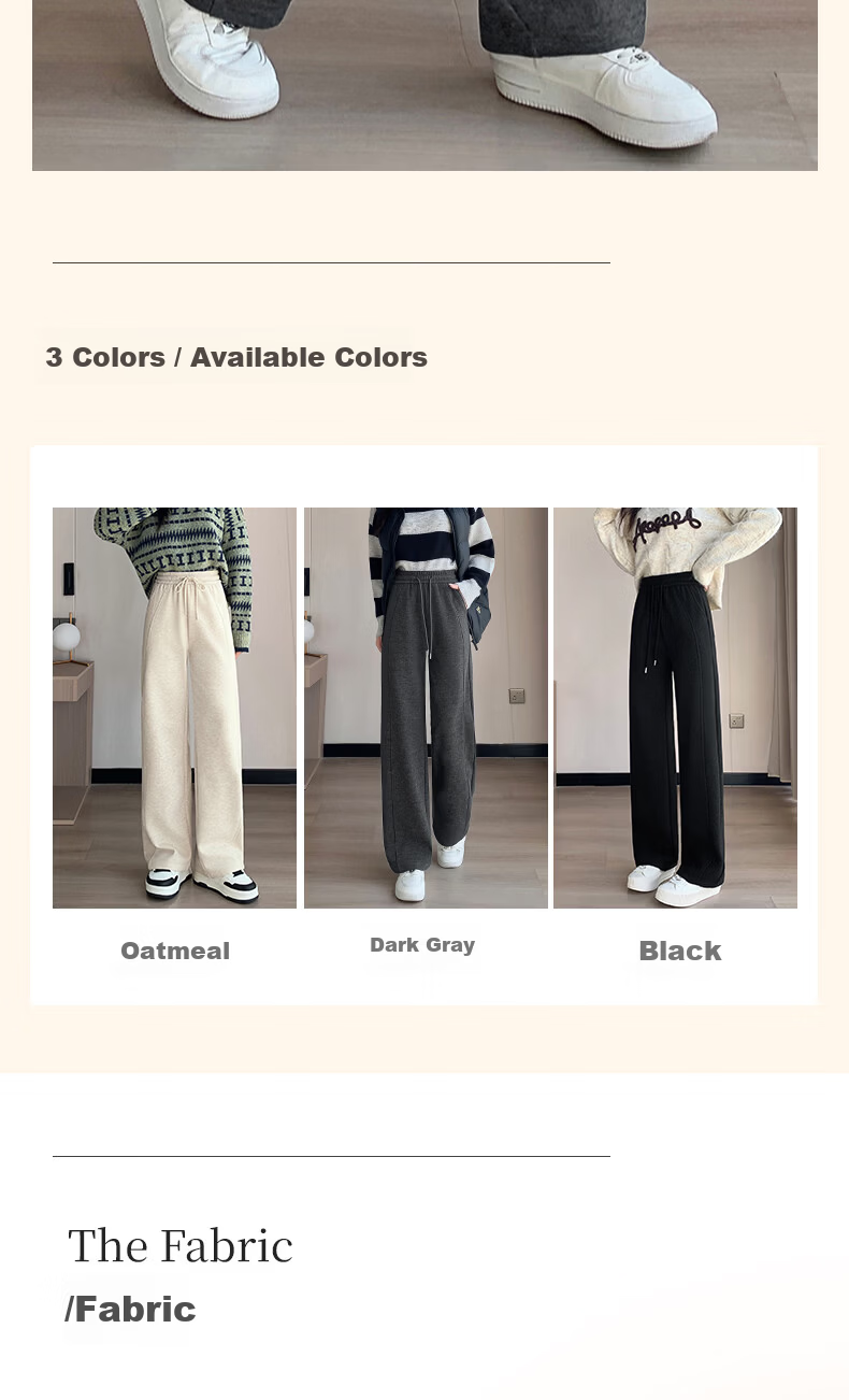 Langsha Women's Wool and Silk Wide-Leg Pants Spring Thin Straight-Leg Sports Banana Pants Breathable High-Waist Slim Casual Trousers 2