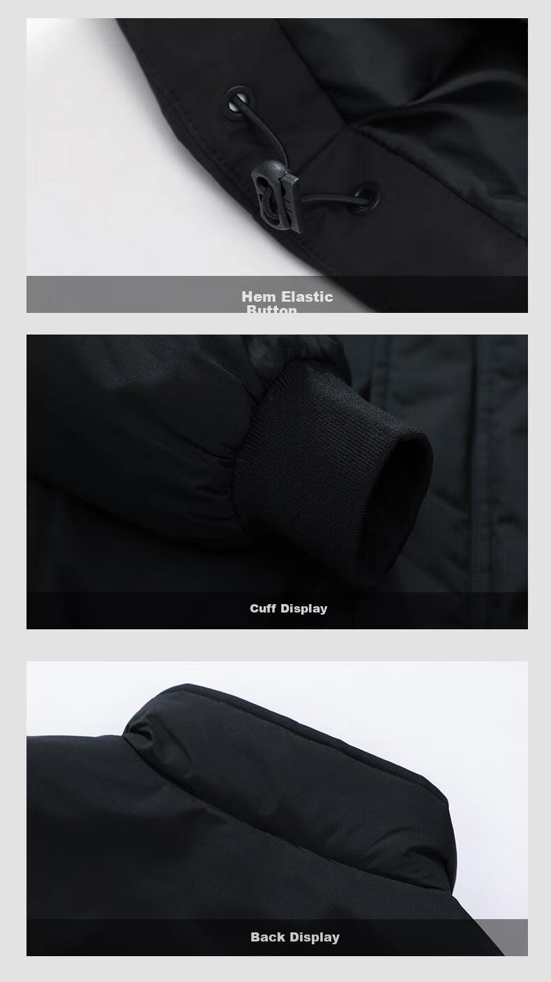 Mark Fairwhale Men's Cotton Jacket Autumn Winter Outdoor Casual Stand Collar Windproof Warm Cotton Coat Black 2XL 11