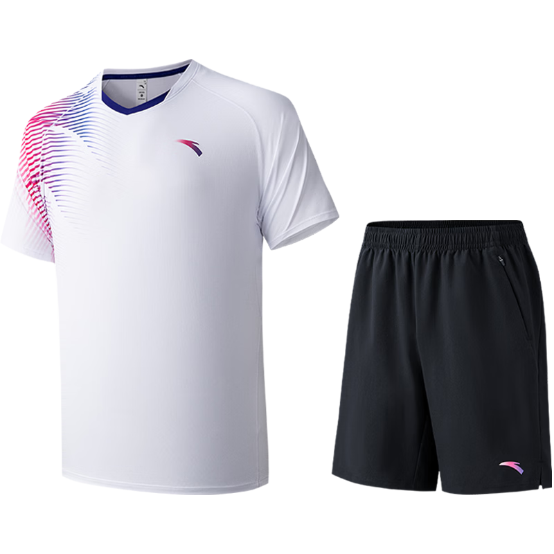 ANTA Fixed Tone Badminton Set | Quick-Dry Two-Piece Men's Summer Moisture-Wicking Breathable Sports Casual T-Shirt and Shorts