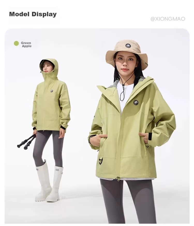 CAMEL Panda Outdoor Single-Layer Waterproof Hard Shell Colorblock Jacket for Men and Women A34BA46169 Phantom Black 3XL 38