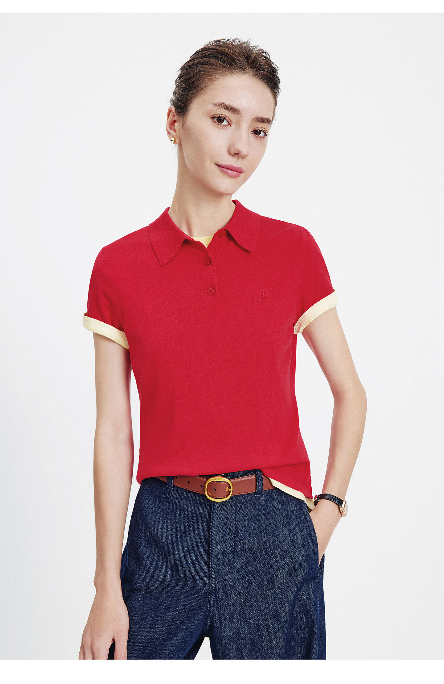 Navigare Slim Fit Small Sailboat Short Sleeve Polo Shirt 26 New Summer Solid Color High Elastic Knit 2325526520 XL 39