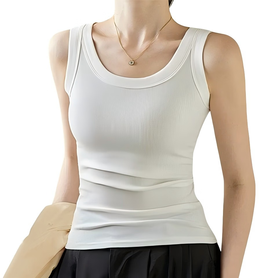 FitonTon Women's Ribbed Slim Fit Camisole Tank Top, Double Pack, XL