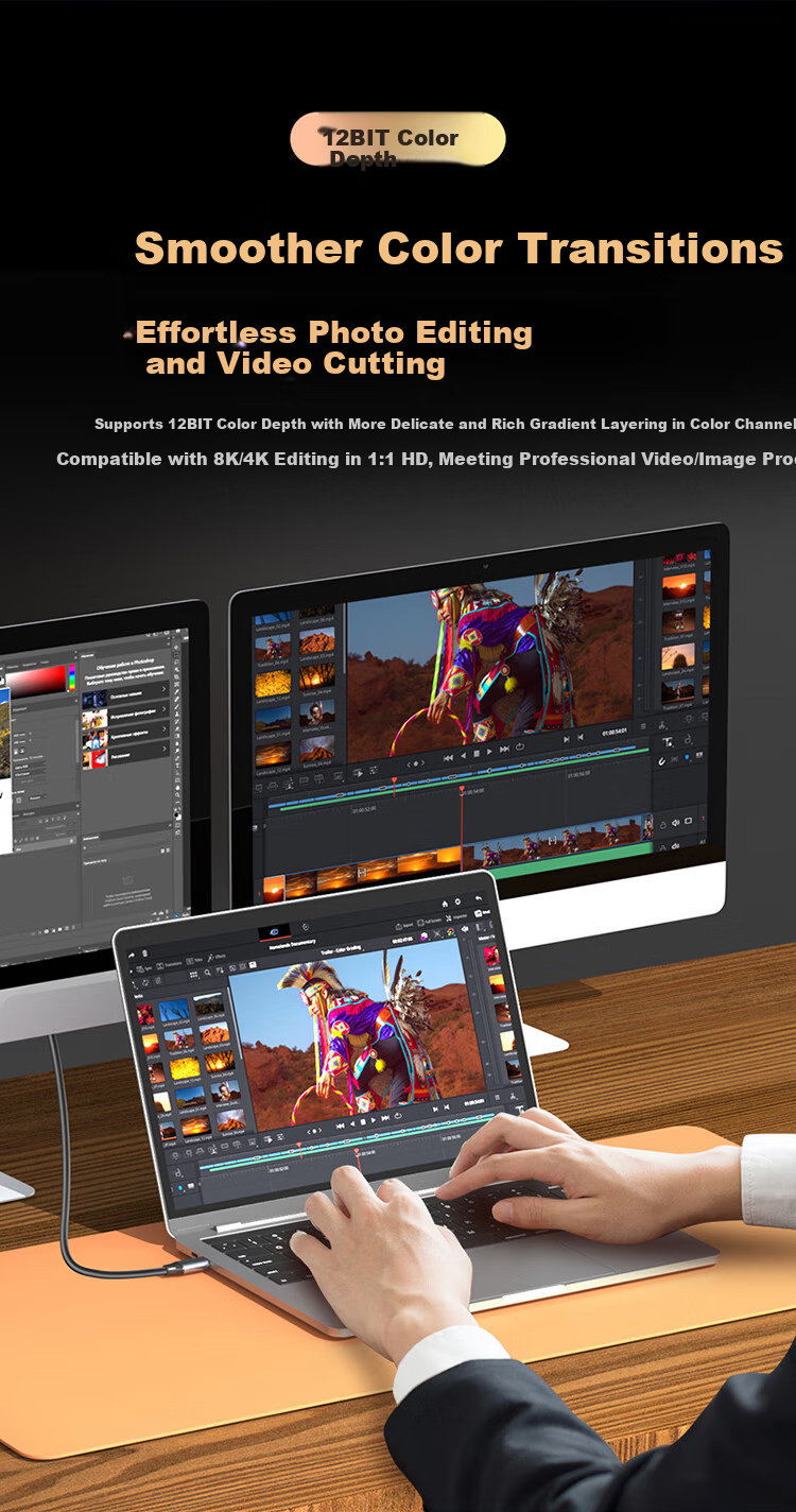 Ugreen Type-C to HDMI 2.1 Adapter Cable 8K UHD Thunderbolt 5/4 Screen Casting Cable 8K60Hz/4K240Hz Compatible with Apple Mac Huawei PC Mobile 1.5m 4
