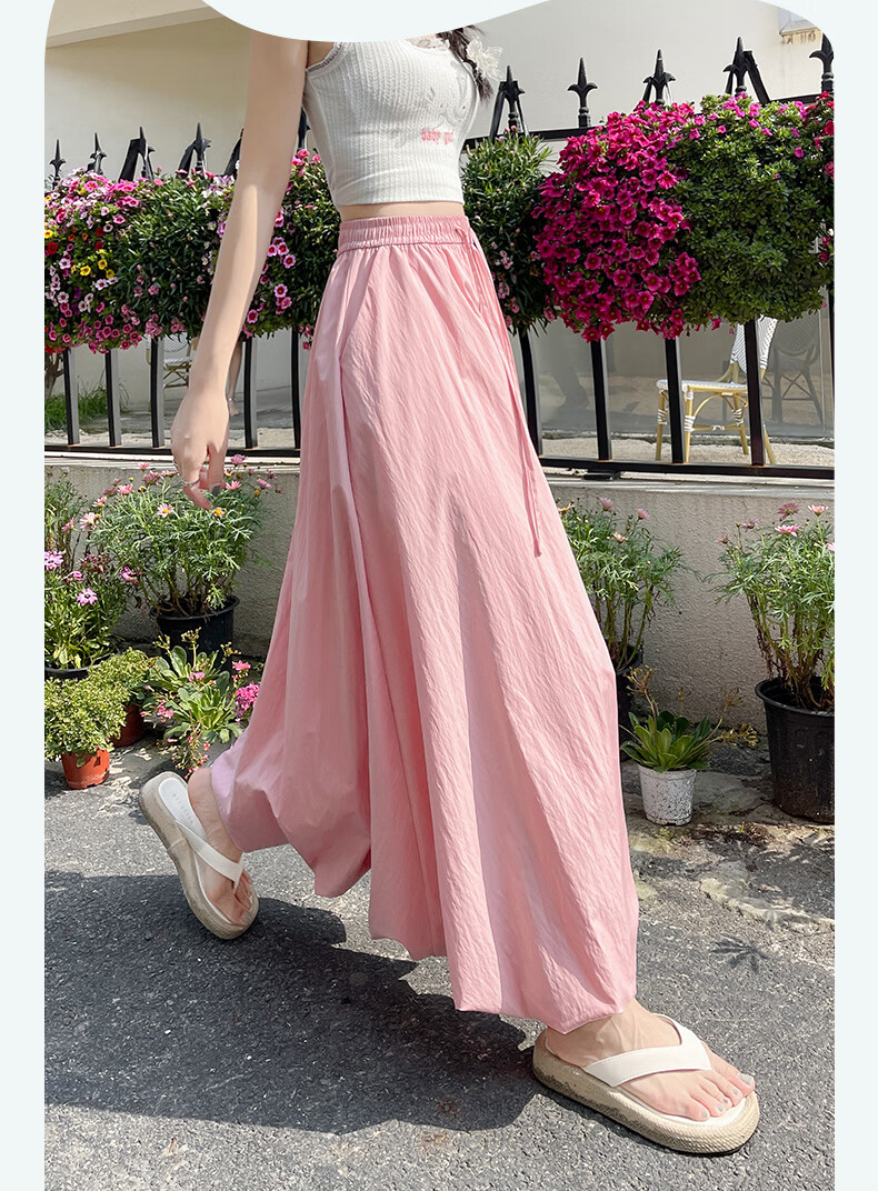 Langsha Bud Half Skirt Women Spring Summer Thin High Waist Loose Slim A-Line Puffy Cloud Mid-Length Skirt 7