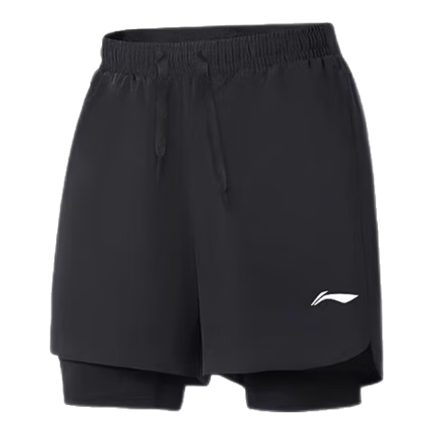 Li-Ning Men's Sports Shorts, Summer Quick-Dry Ice Silk Running Shorts with Lining, 2026 New Beach Shorts, Five-Point Fake Two-Piece Desig