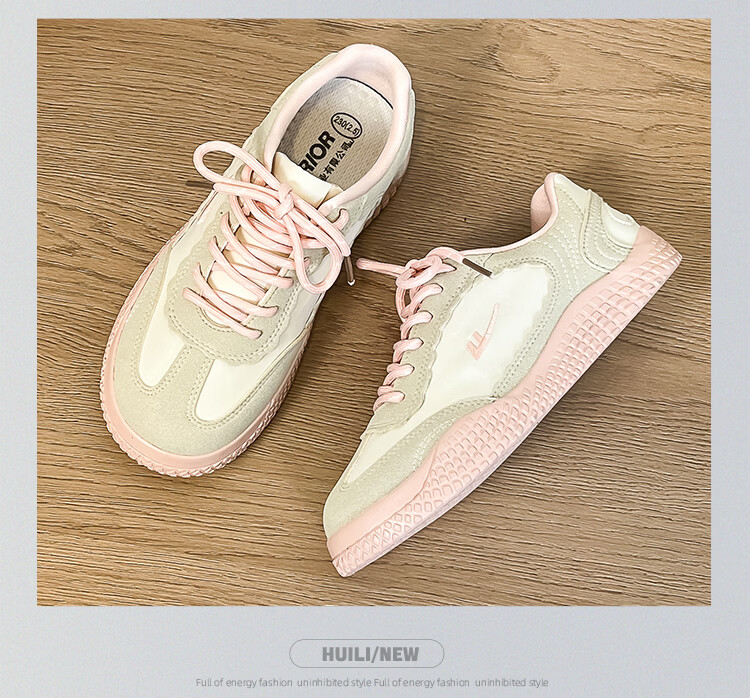 Warrior Training Shoes Versatile College Style Women's Fashion White Sneakers 818 Beige/Grey/Dark Blue Size 35 24