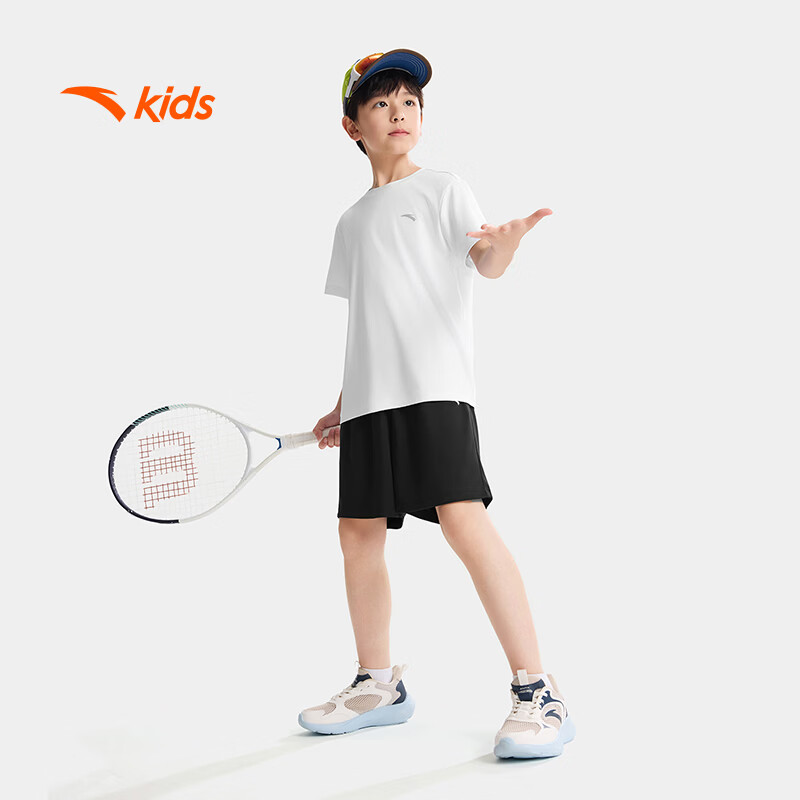 Anta Kids Summer 2026 Quick-Dry Sports Set Boys Short Sleeve T-Shirt and Shorts Fashion Two-Piece Set A72625701