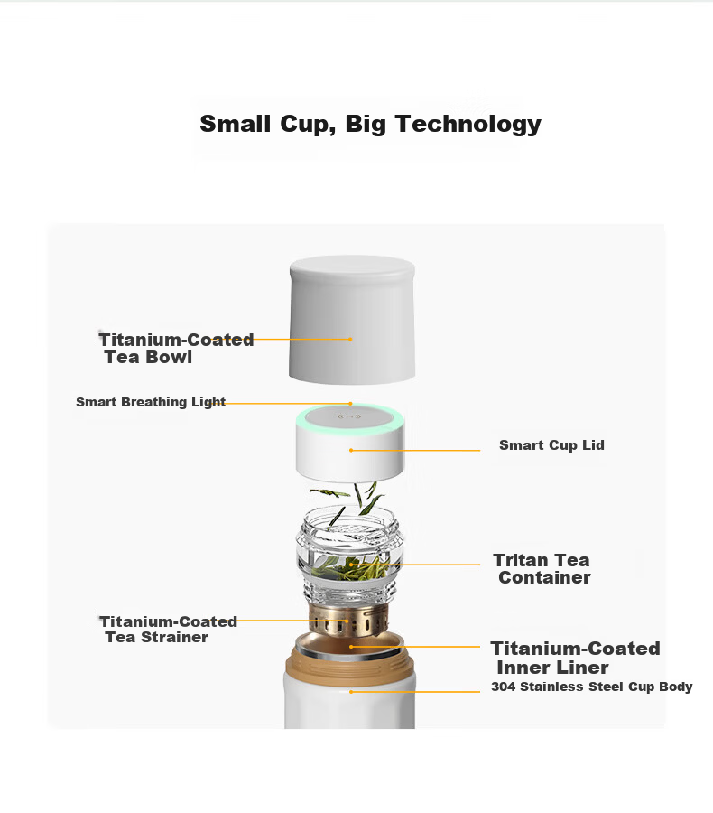 Hongmeng Smart Choice Haers Intelligent Tea Brewing Insulated Water Separation Titanium Coated Unisex Water Bottle 450ml Business Gift 3
