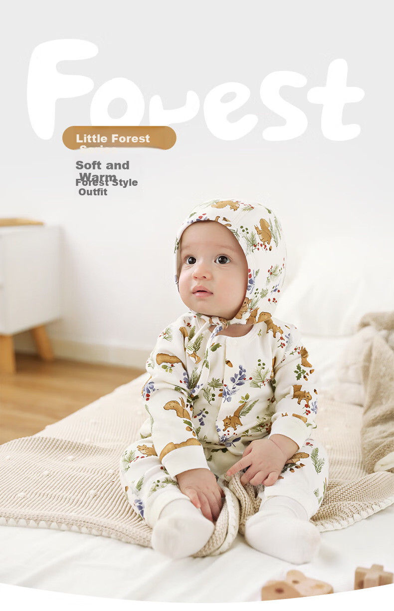 Koala Nose Baby Romper Spring and Autumn Infant Bodysuit Pajamas Baby Autumn Outfit Forest Theme 1