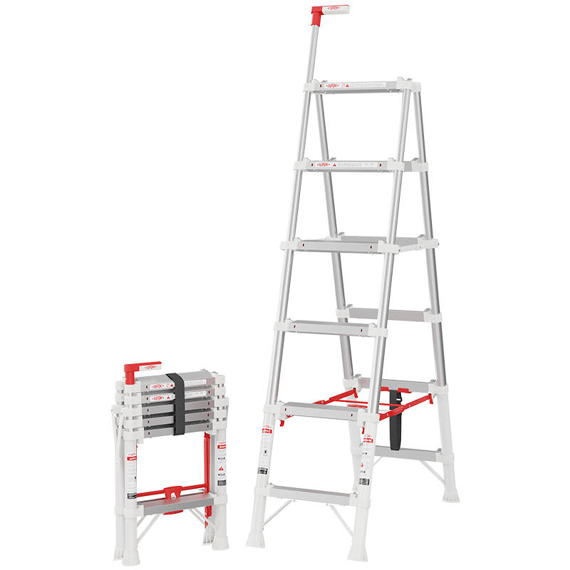 DU PONT 2nd Generation Small Folding Ladder Household Aluminum Alloy Telescopic Step Ladder 6-Step Folding A-Frame Ladder