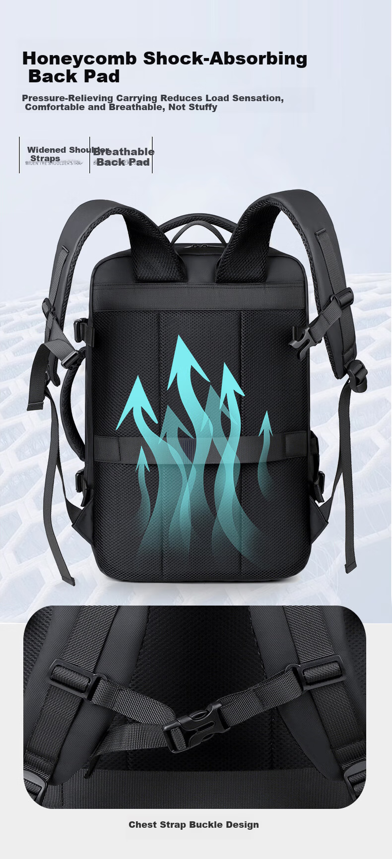 361° Backpack Men's Business Large Capacity Dual Shoulder Bag Independent Laptop Compartment Commuter Travel Casual Bag 22