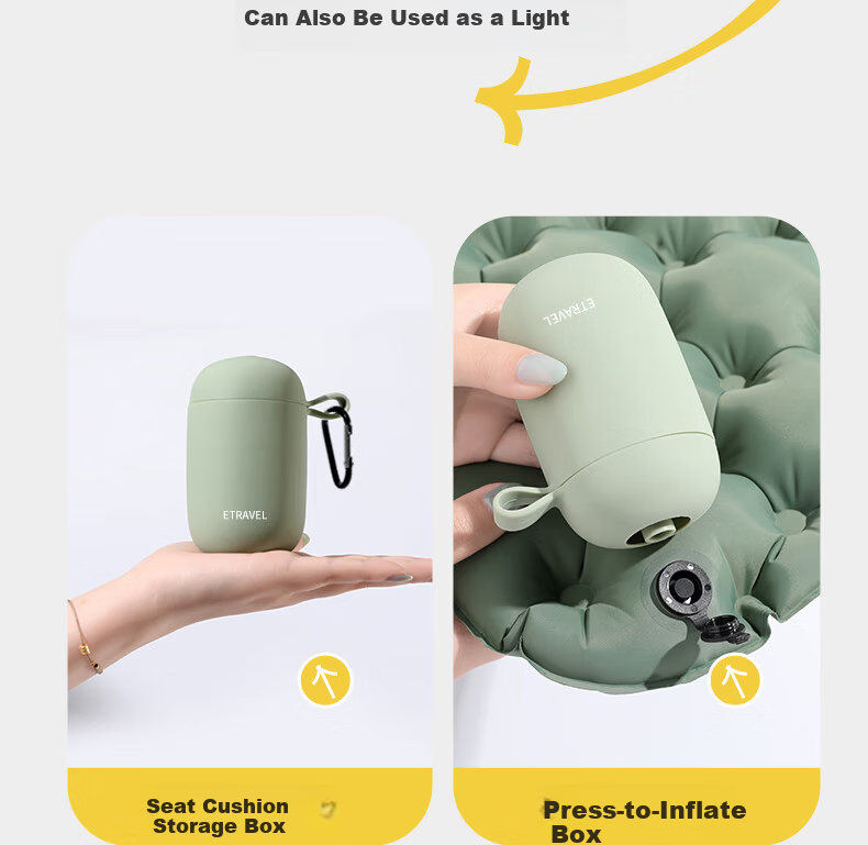Etravel Outdoor Inflatable Seat Cushion Portable Foldable Air Pad Travel Camping Hiking Concert Moisture-Proof Gray 11