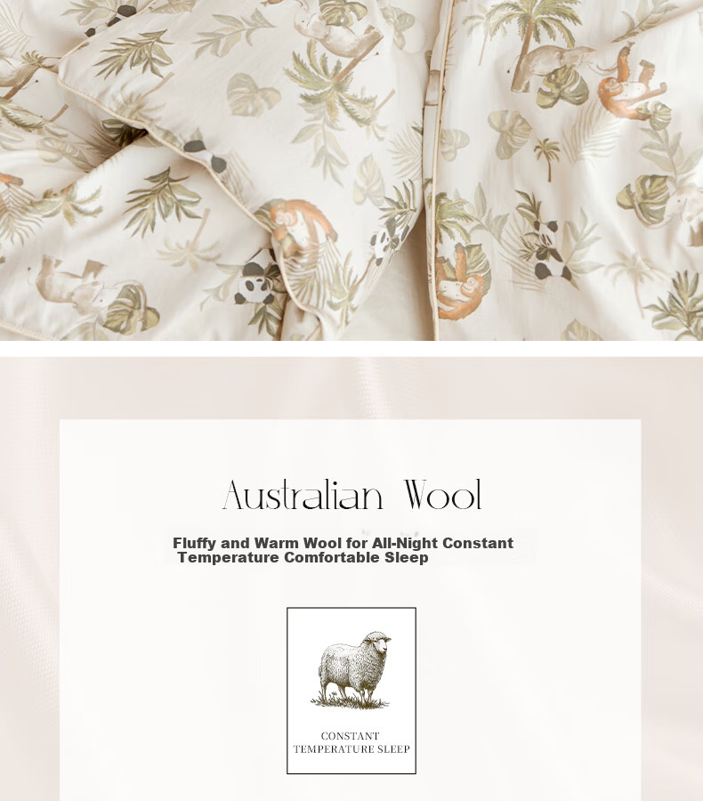 YEEHOO 100% Australian Imported Wool Quilt Baby and Child A-Class Fluffy Warm Autumn Winter Quilt Core 120*150cm 2