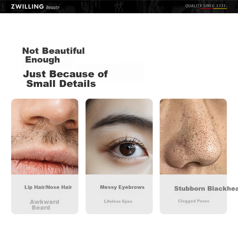 ZWILLING Flat Tip Eyebrow Tweezers Stainless Steel Anti-Slip Eyebrow Grooming Tool Beard Hair Removal Beauty Tool Germany 6