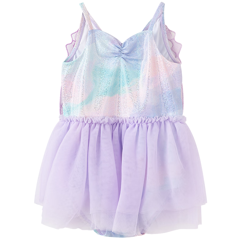 Balabala Kids Girls Baby 2026 Mermaid One-Piece Swimsuit Sunscreen Chlorine-Resistant Skirted Swimwear