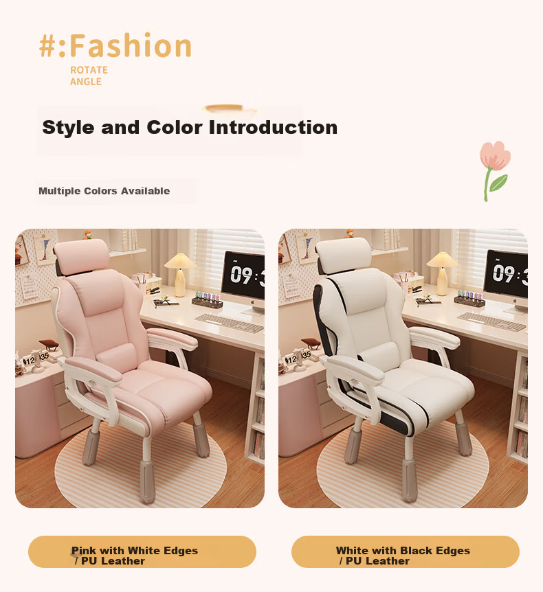 Chibilun Computer Chair Study Chair Bedroom Home Gaming Chair Ergonomic Reclining Backrest Chair Comfortable for Long Sitting 19