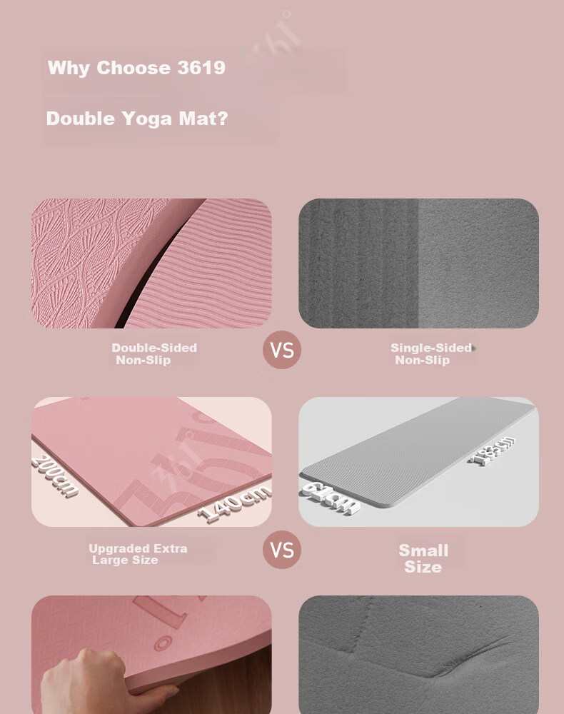 361° Double Yoga Mat Extra Large Thickened Non-Slip Shockproof Silent Exercise Mat for Home Fitness 1