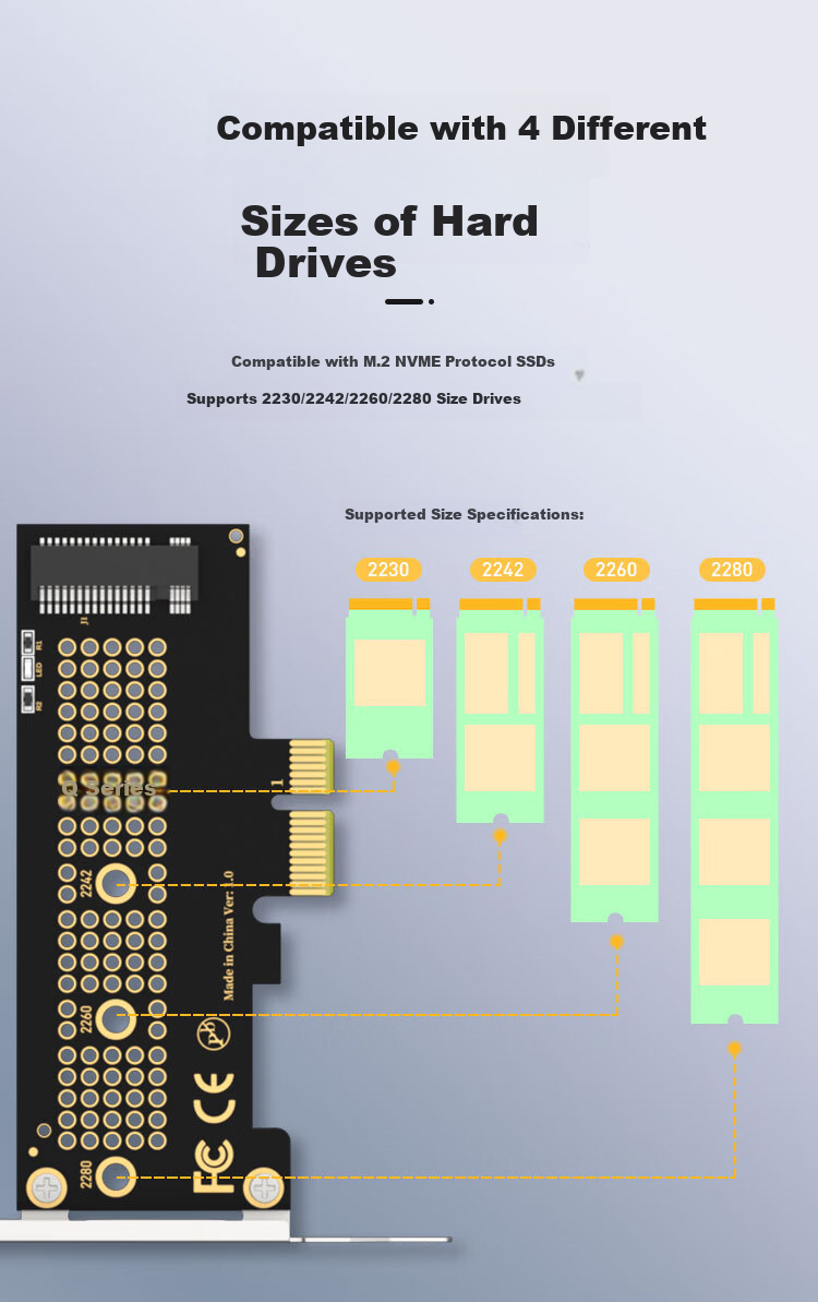 ZHENWEI NVMe Adapter Card PCIe X4 3.0 to M.2 Converter Full-Speed M.2 Gen3 Expansion Card Supports X4/X8/X16 SSD Solid State Drive Adapter Card 4