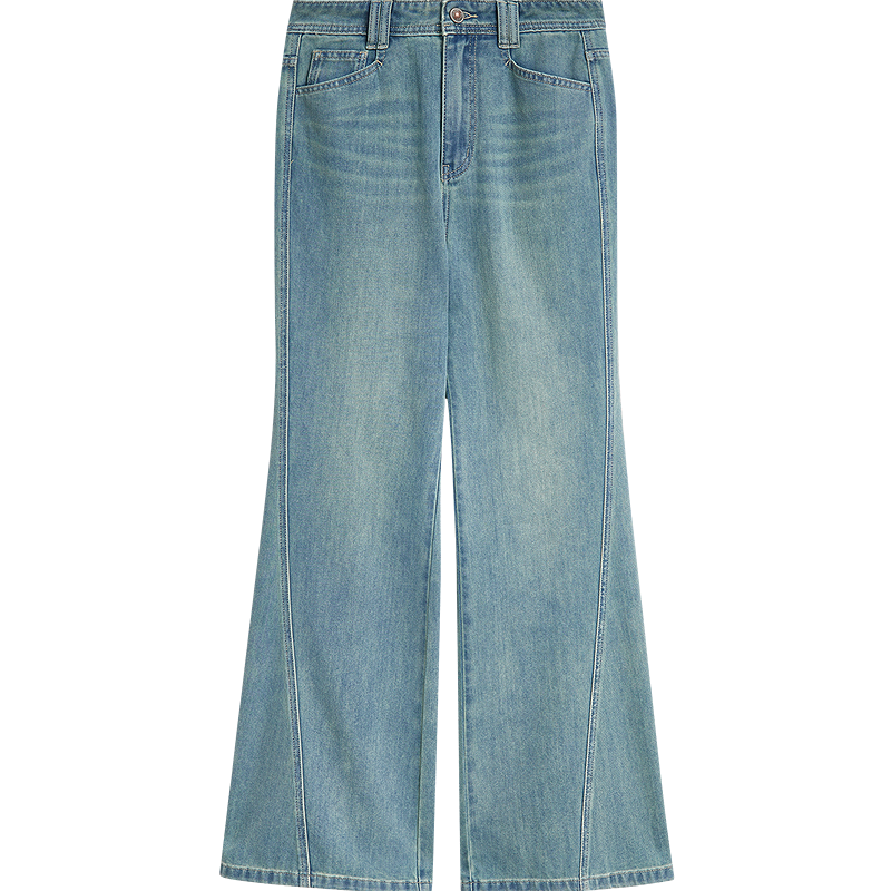 INMAN Vintage Washed Flared Jeans 26 Summer Women's New Commuter Loose Wide-Leg Pants Nostalgic Retro Blue 28