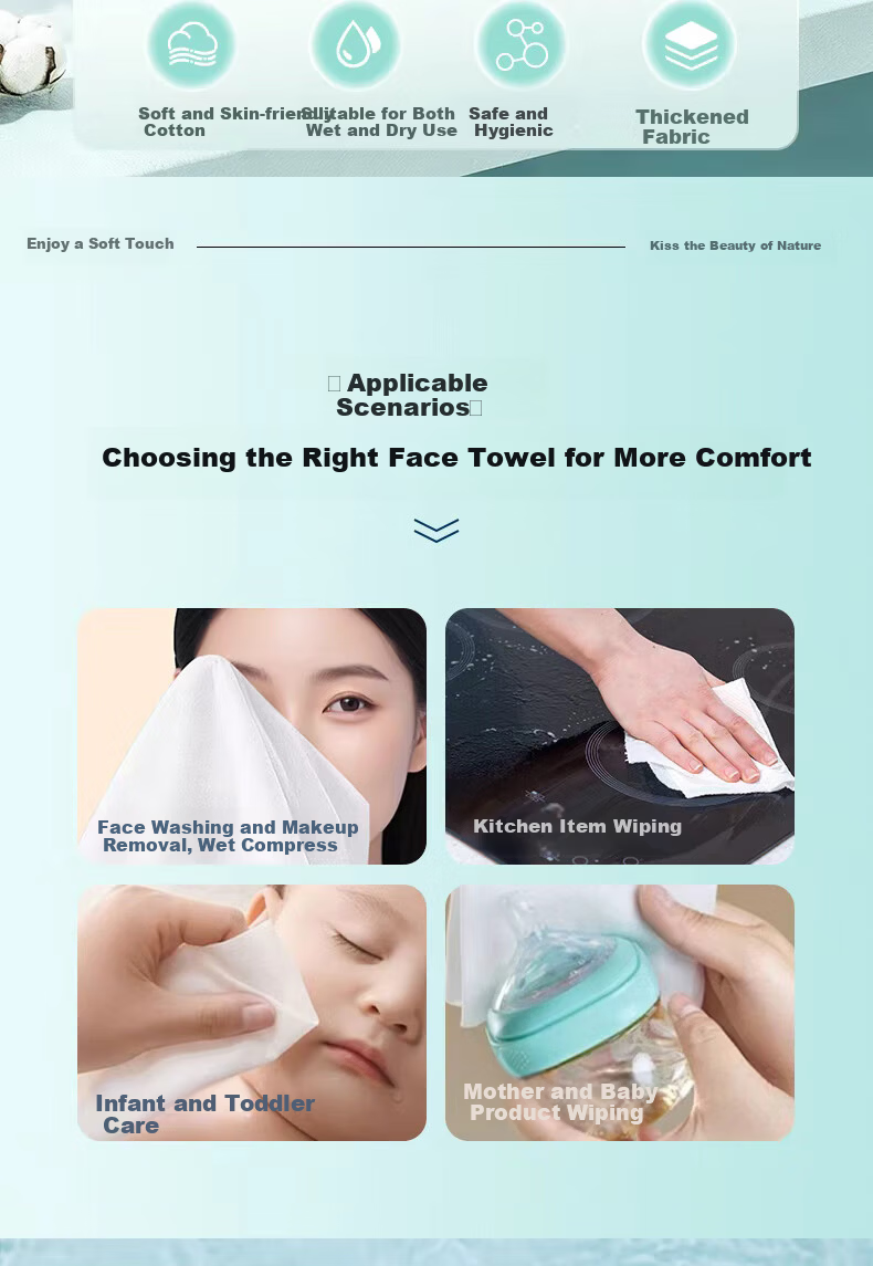 Guyunti Facial Cleansing Wipes 180 Sheets * 2 Packs Soft Disposable Face Towels 24*28CM 2