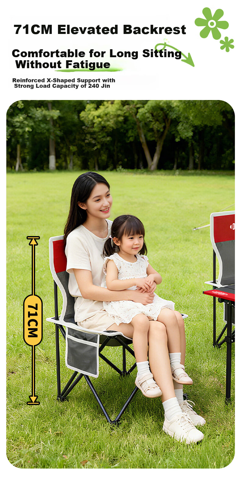 DU PONT Camping Gear Full Set Outdoor Folding Table and Chairs Picnic Balcony Leisure Portable Egg Roll Table Travel Three-Piece Set 8
