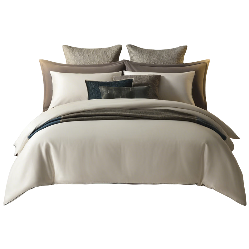 Canasin Egyptian Cotton Luxurious Four-Piece Bedding Set, 100% Pure Cotton Sateen Duvet Cover Bedding, Sky White, for 1.8-Meter Bed