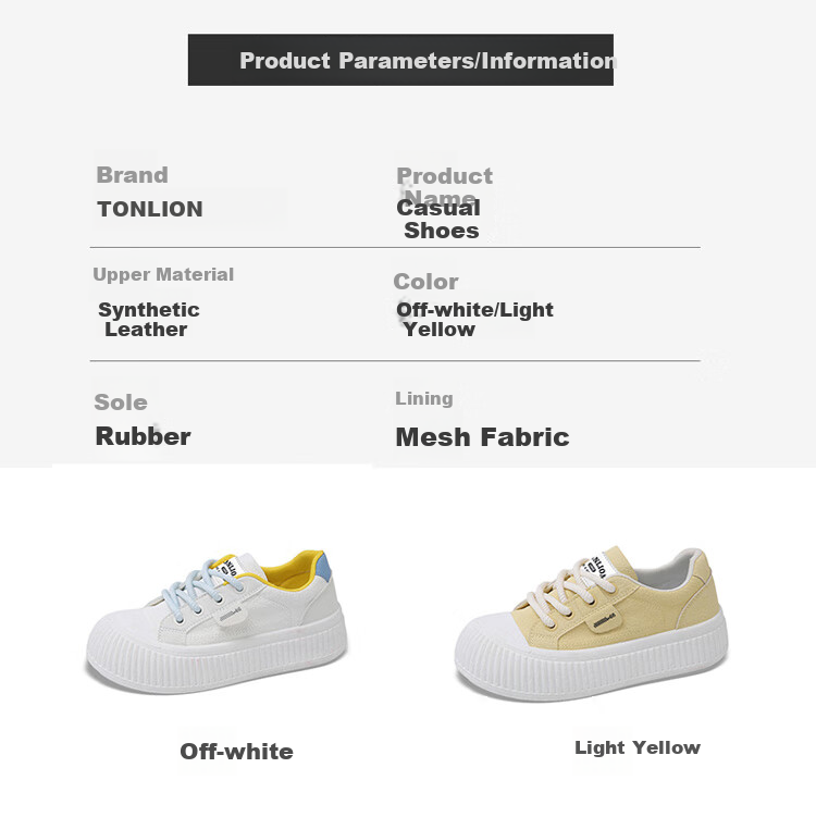 TonLion Women's Shoes Spring Summer Sneakers Thick Sole Platform Casual Sports Shoes Off-White Size 37 4