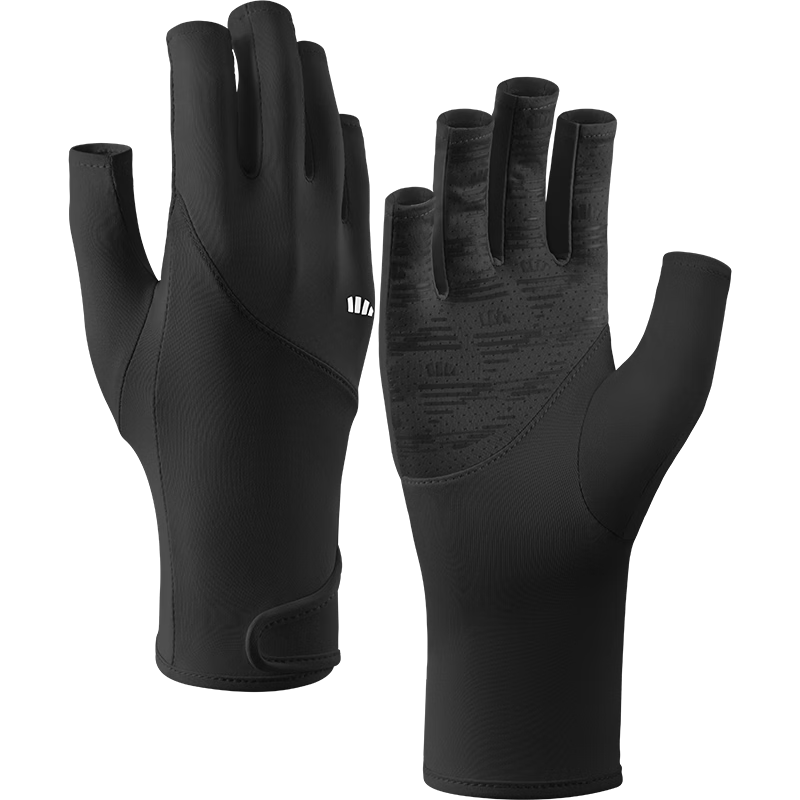 Beneunder Women's Thin Sunscreen Gloves Fishing Nail Art Half-Finger UV Protection Cycling Gloves Mysterious Black AL365