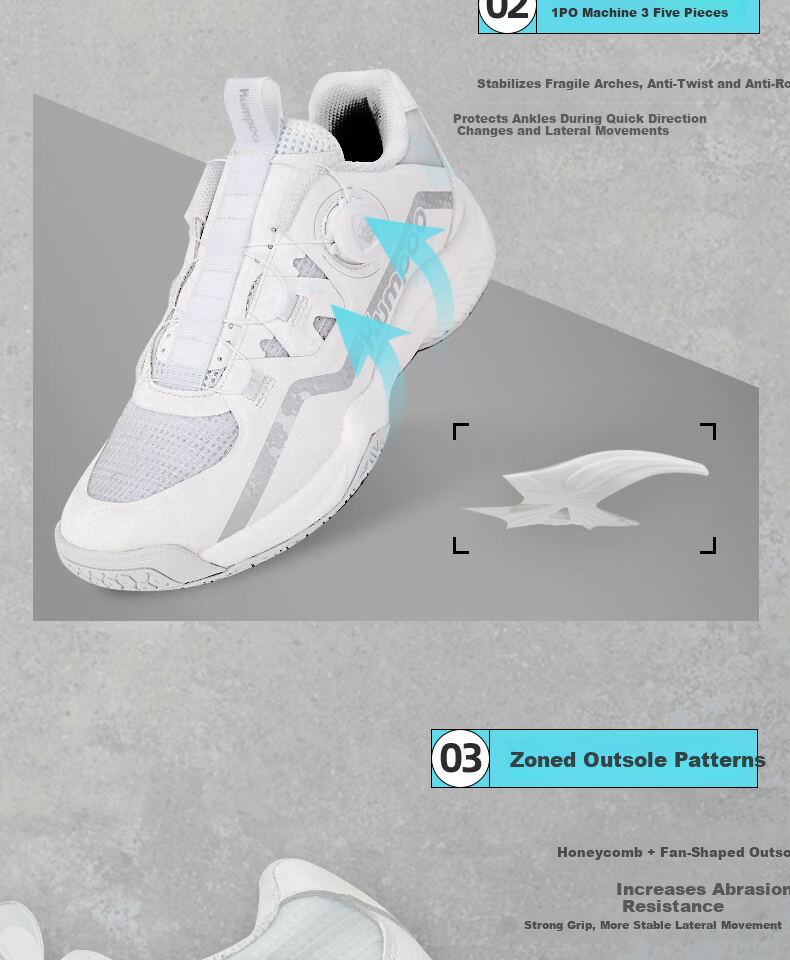 KUMPOO Featherlight D99 Badminton Shoes Anti-Twist Shock Absorption Non-Slip Button Lace Unisex White/Black Size 40 9