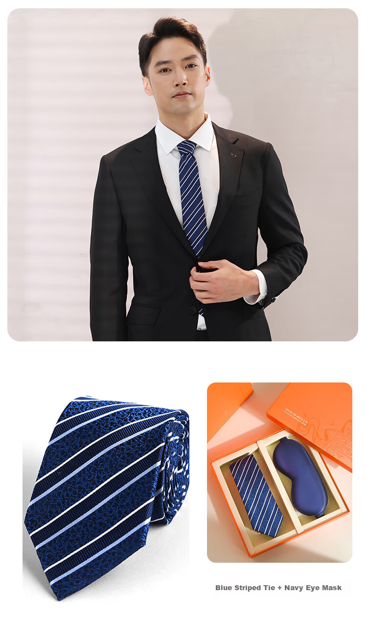 Hangsilk Silk Tie and Eye Mask Business Men's Set Gift Box for Dad and Husband Birthday Holiday Gift 14