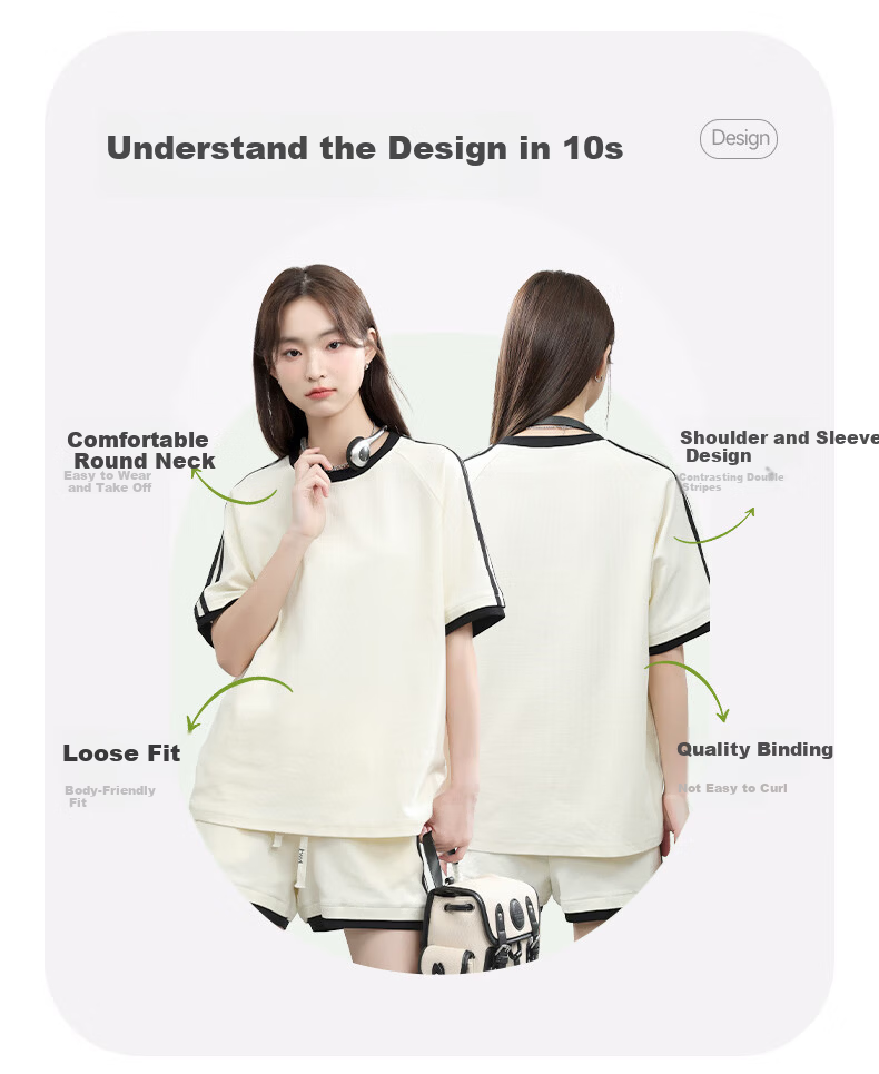 MJ STYLE Women's Short Sleeve and Shorts Set 2026 Summer New Trendy Sports Casual Homewear T-Shirt and Pants Set 2